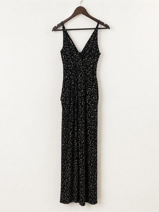 Kaileigh Pants - Kaileigh Black & Cream Abstract Print Wide-Leg Romper | Size Large